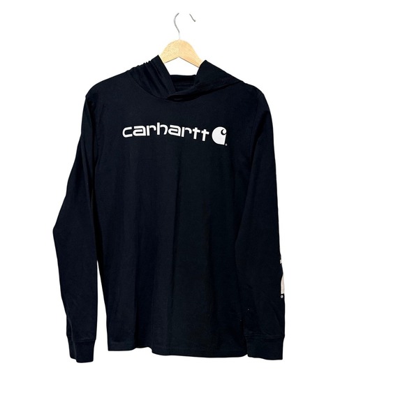 Carhartt Other - Carhartt Kids XL Black Long Sleeve Hooded Logo Graphic T-Shirt TK6438-B